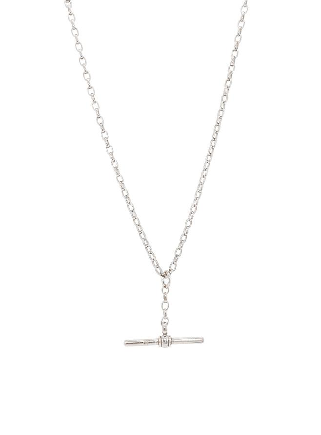 Dakota T Bar Fob Belcher Necklace in Sterling Silver