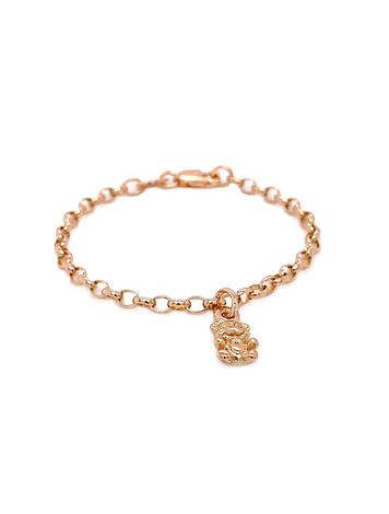 Belcher Chain Teddy Bear Charm Bracelet in 9ct Rose Gold