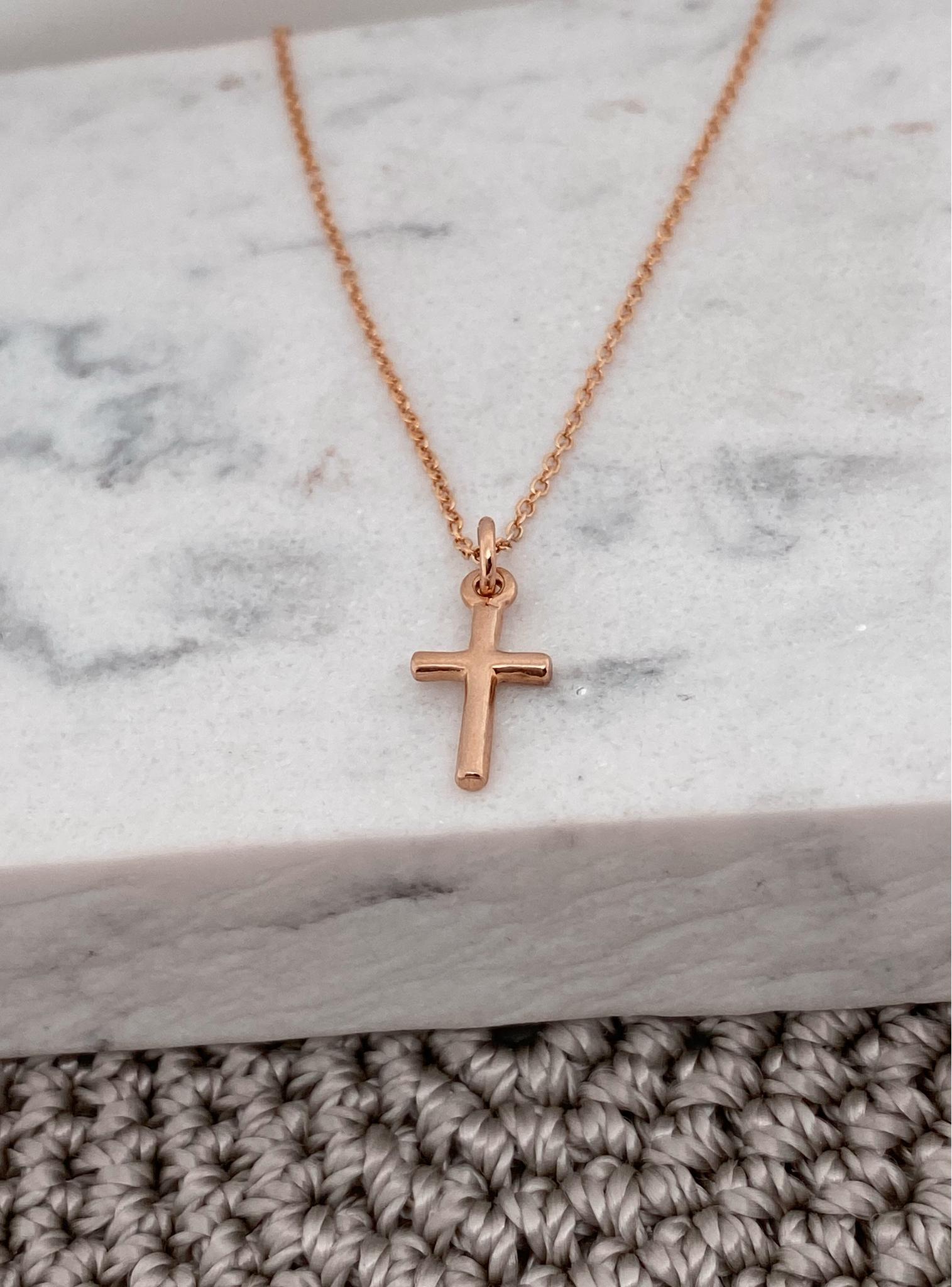 Thin Cross Crucifix Jesus Pendant Necklace for Men Women 585 Rose Gold  Color Fashion Jewelry Christmas Gifts DGP404