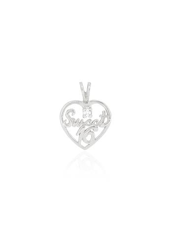 Diamond Sweet 16 Heart Pendant in Sterling Silver