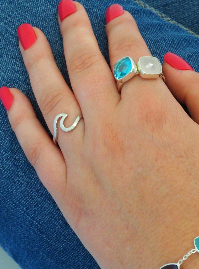 Nalu Ocean Surf Wave Ring in Sterling Silver