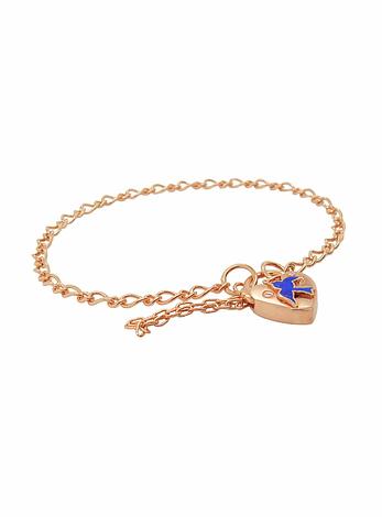 Figaro Bluebird Padlock Bracelet in Rose