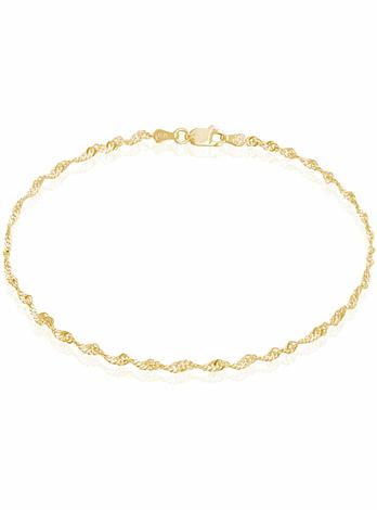 Rope Singapore Twist Anklet Chain in 9ct Gold