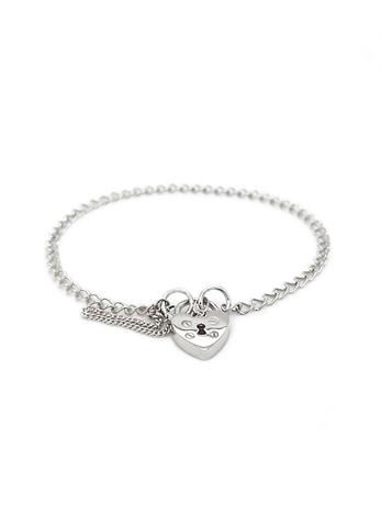 Solid Curb Padlock Baby Bracelet in 9ct White Gold