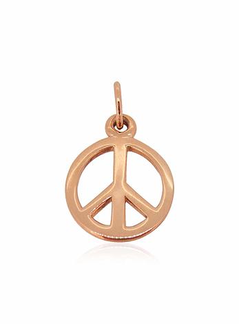 Solid Peace Sign Symbol 15mm Pendant in 9ct Rose Gold
