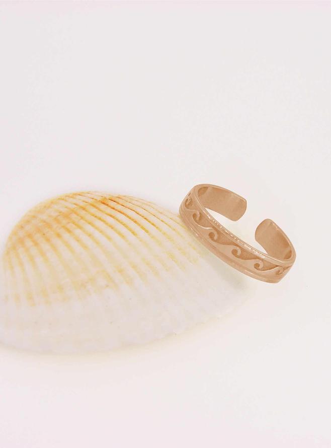 Nalu Ocean Surf Wave Toe Ring in 9ct Rose Gold
