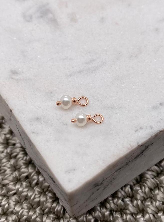 Teeny Tiny Pearl Drops for Sleeper Earrings in 9ct Rose Gold