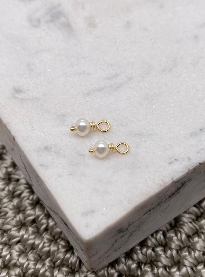 Teeny Tiny Pearl Drops for Sleeper Earrings in 9ct Gold