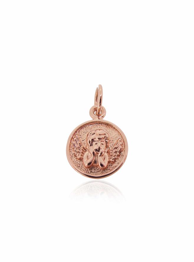 Guardian Angel Cherub Medallion Pendant in 9ct Rose Gold