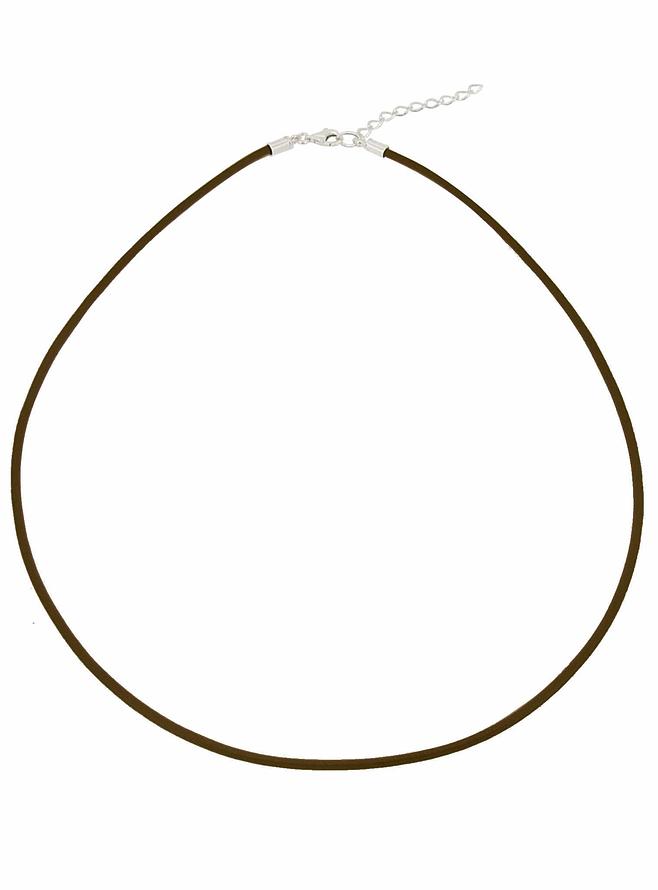Sterling Silver 2mm Leather Cord Chain Necklace in Brown