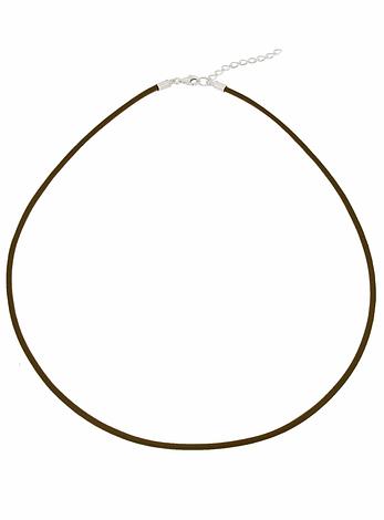 Sterling Silver 2mm Leather Cord Chain Necklace in Brown