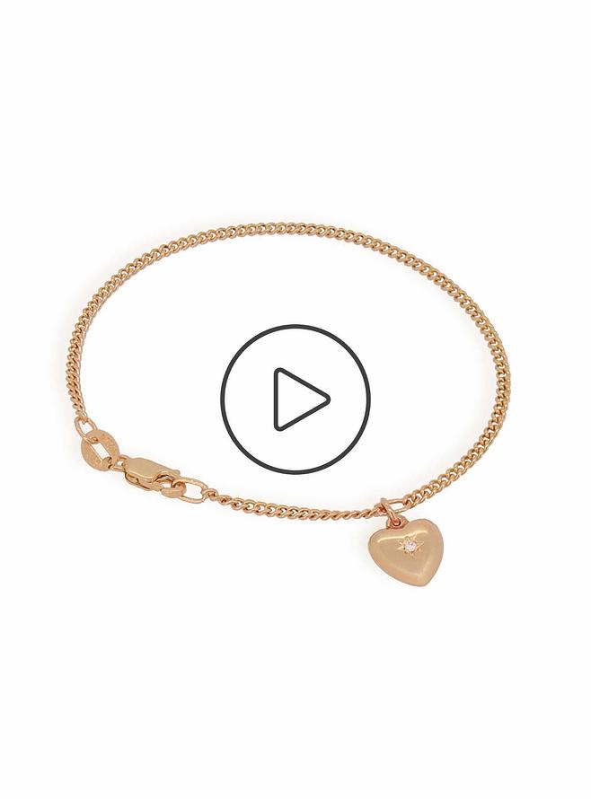 Aurelia Diamond Love Heart Charm Bracelet in 9ct Rose Gold