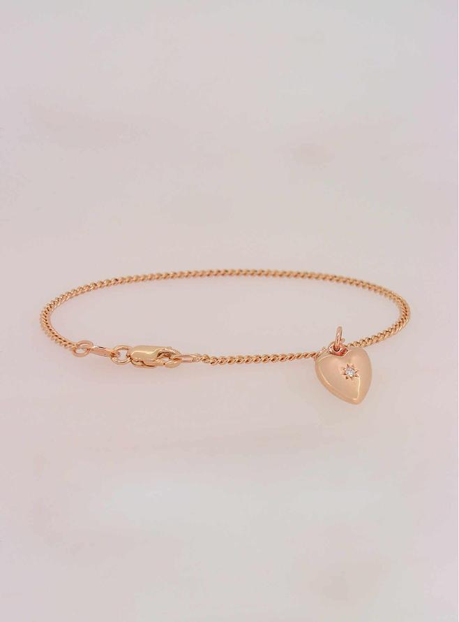Aurelia Diamond Love Heart Charm Bracelet in 9ct Rose Gold