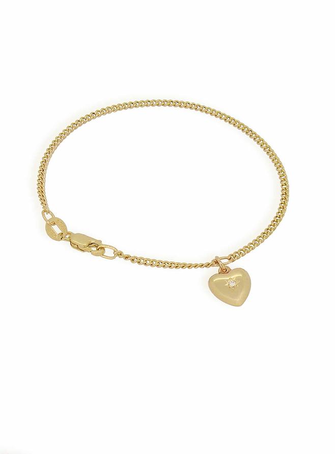 Aurelia Diamond Love Heart Charm Bracelet in 9ct Gold