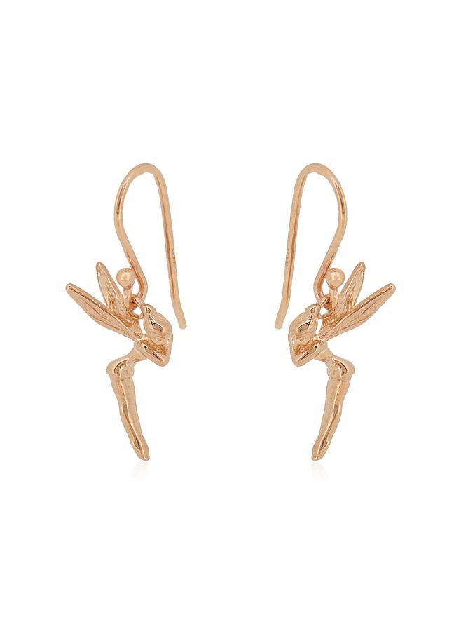 Tinkerbell Fairy Charm Earrings in 9ct Rose Gold