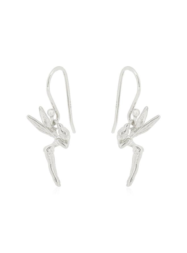 Tinkerbell Fairy Charm Earrings in Sterling Silver