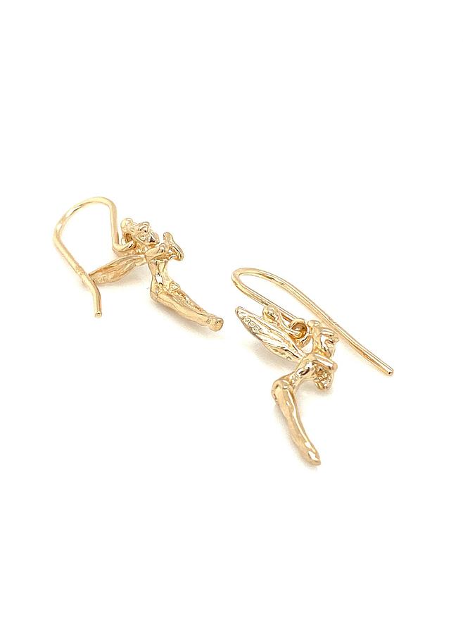 Tinkerbell Fairy Charm Earrings in 9ct Gold