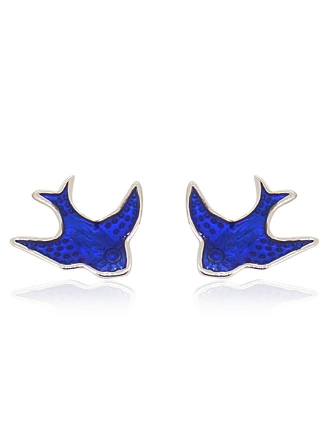 Bluebird Charm Stud Earrings in Sterling Silver