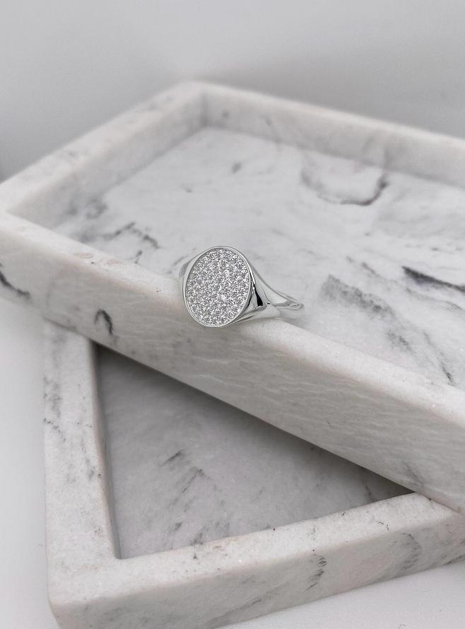 Shelby Cz Signet Ring in Sterling Silver