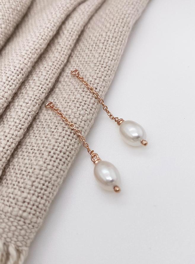 Coco Pearl Dangles for Sleeper Earrings in 9ct Rose Gold