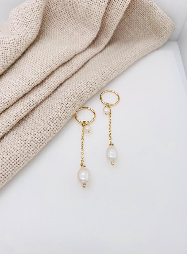 Coco Pearl Dangles for Sleeper Earrings in 9ct Gold