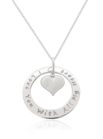 Love Heart Personalised Message Pendant Necklace