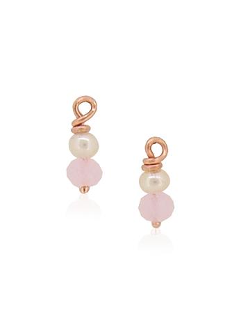 Rose Quartz Pearl Drops for Sleeper Earrings in 9ct Rose Gold