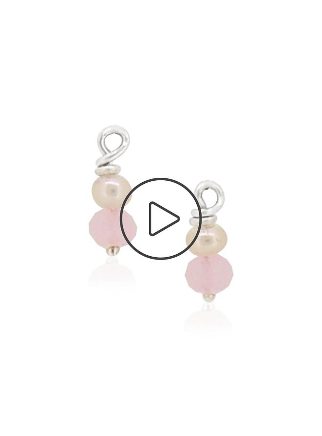 Rose Quartz Pearl Drops for Sleeper Earrings in Sterling Silver