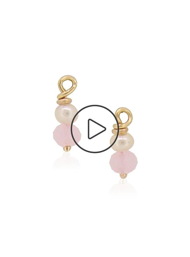 Rose Quartz Pearl Drops for Sleeper Earrings in 9ct Gold