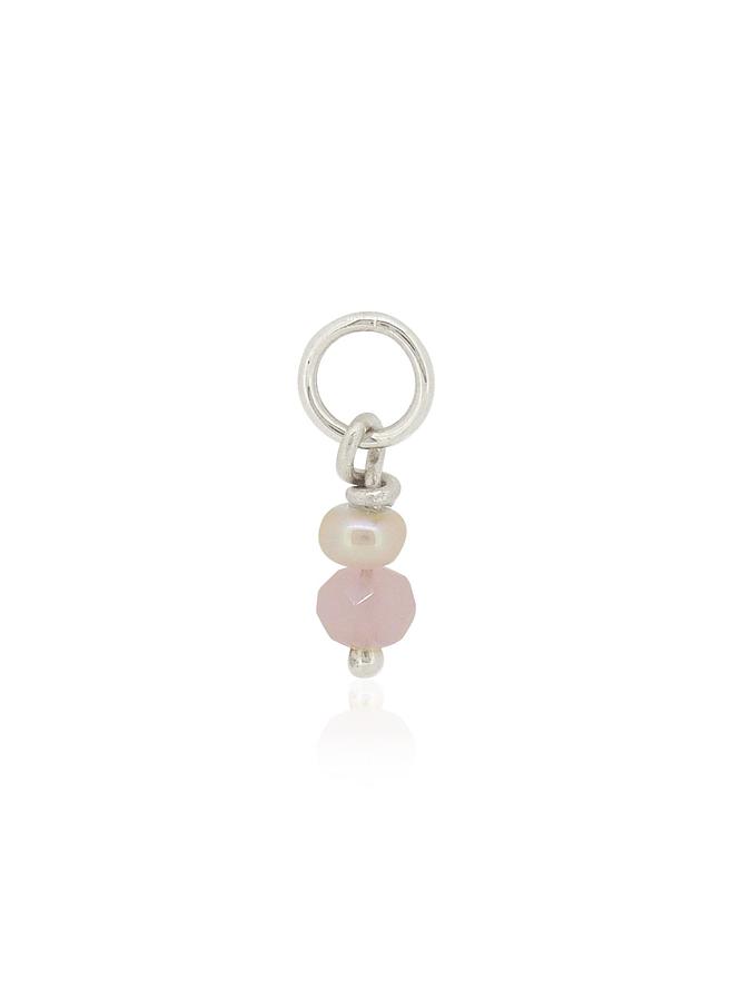 Rose Quartz Pearl Drop Charm in Sterling Silver