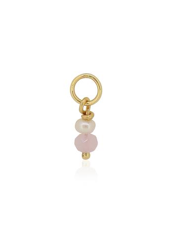 Rose Quartz Pearl Drop Charm in 9ct Gold