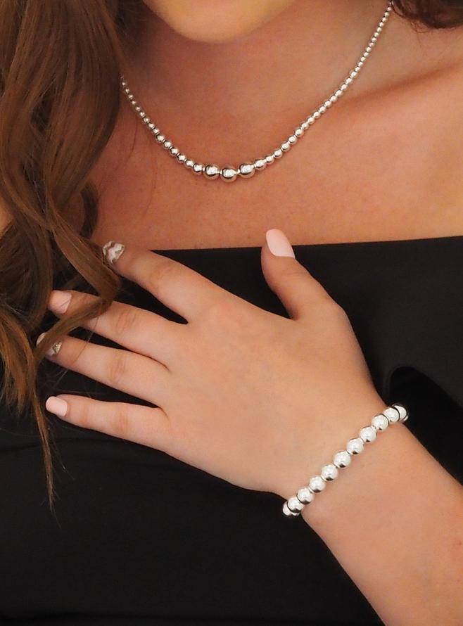 Classic 8mm Ball Bead Bracelet in Sterling Silver