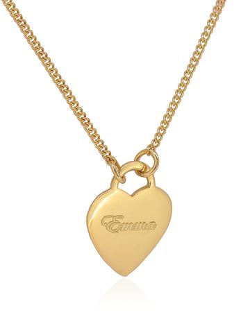 Personalised Large Love Heart Tag Charm Necklace in 9ct Gold