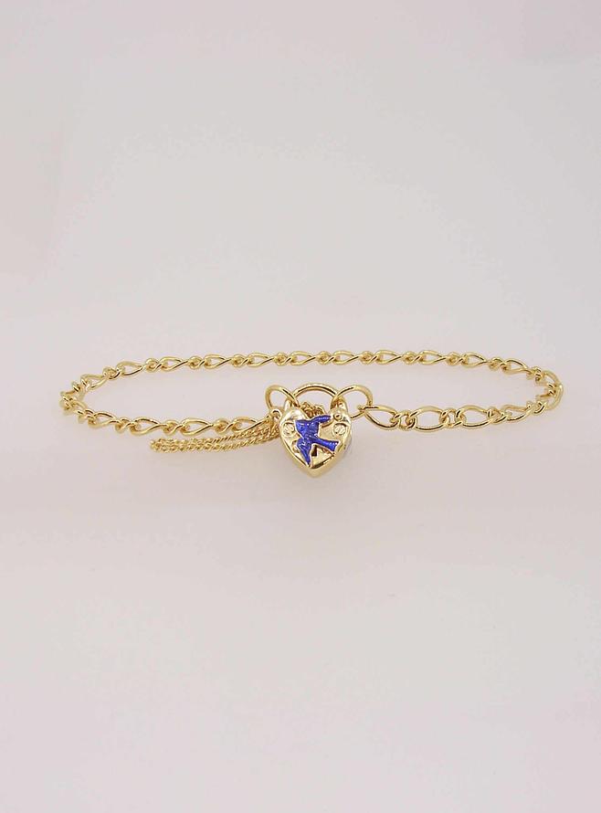 Bluebird 3.4mm Figaro Padlock Baby Bracelet in 9ct Gold