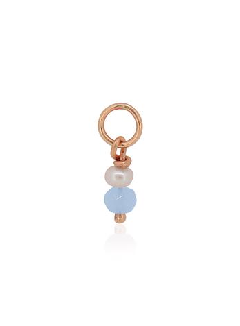 Blue Chalcedony Pearl Drop Charm in 9ct Rose Gold