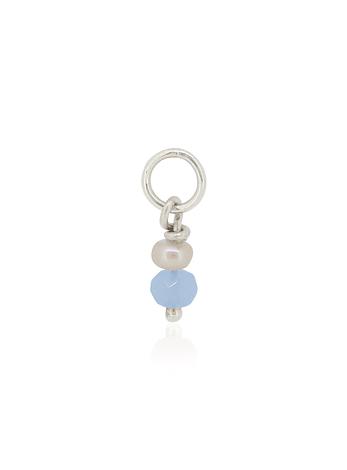 Blue Chalcedony Pearl Drop Charm in Sterling Silver
