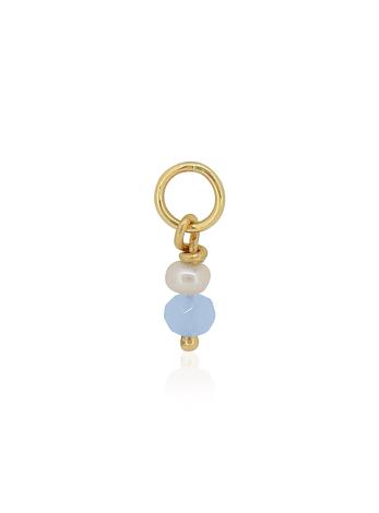 Blue Chalcedony Pearl Drop Charm in 9ct Gold