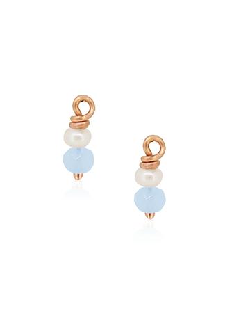 Blue Chalcedony Pearl Drops for Sleeper Earrings in 9ct Rose Gold