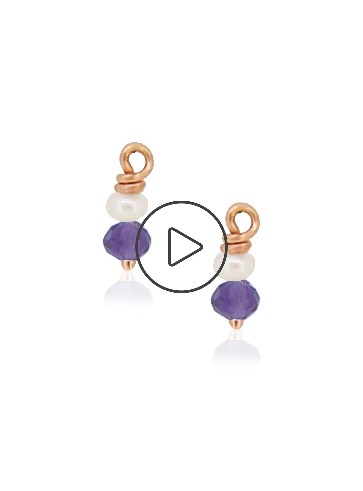 Nicola Design Pear Shaped & Princess Cut Long Drops Amethyst and Pearl  Earrings Luxe Tear Drop Earrings 18K Solid Gold Earrings - Oveela Jewelry