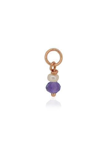 Amethyst and Pearl Drop Charm in 9ct Rose Gold