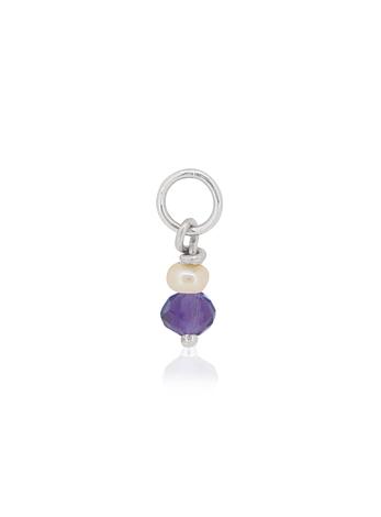 Amethyst and Pearl Drop Charm in Sterling Silver