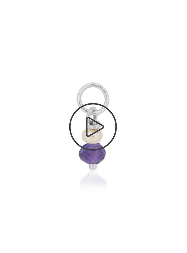 Amethyst and Pearl Drop Charm in Sterling Silver