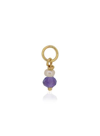 Amethyst and Pearl Drop Charm in 9ct Gold