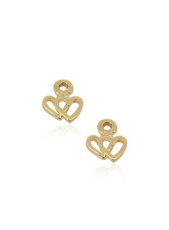 Twin Love Hearts Charms for Sleeper Earrings in 9ct Gold