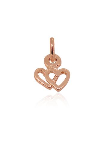 Small Twin Love Hearts Charm in 9ct Rose Gold