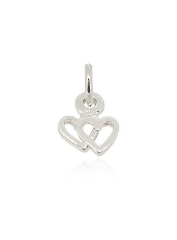 Small Twin Love Hearts Charm in Sterling Silver