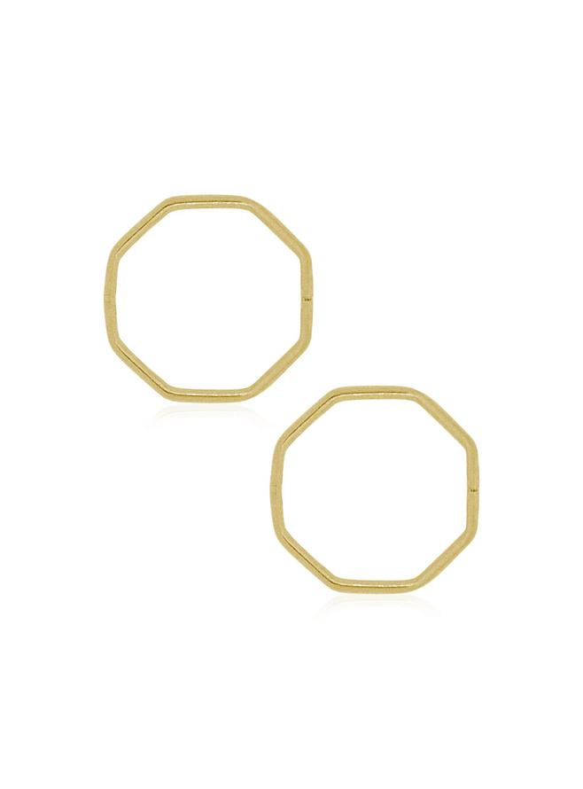 Small Octagonal Sleeper Hoop Earrings in 22ct Gold