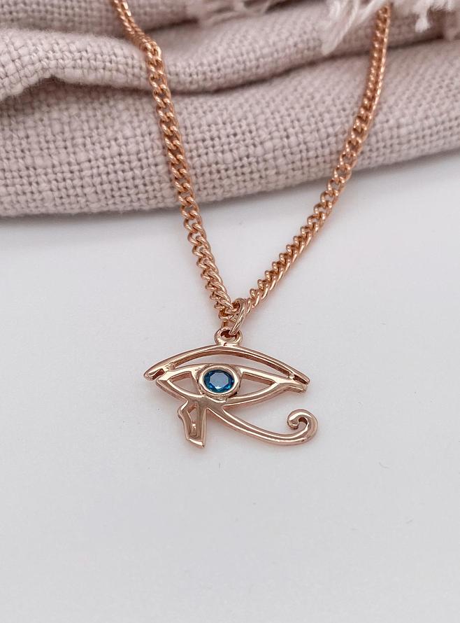 Egyptian Eye of Horus Birthstone Charm in 9ct Rose Gold