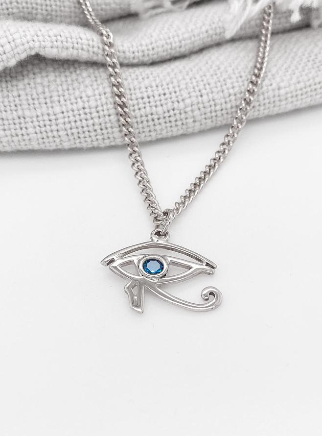 Egyptian Eye of Horus Birthstone Charm in Sterling Silver