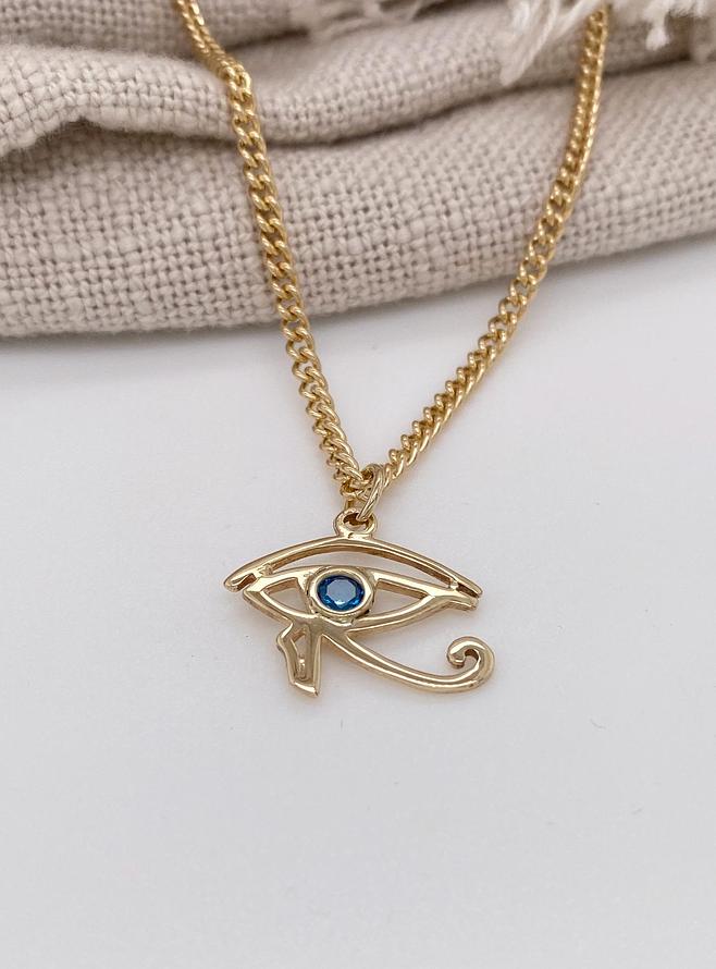 Egyptian Eye of Horus Birthstone Charm in 9ct Gold